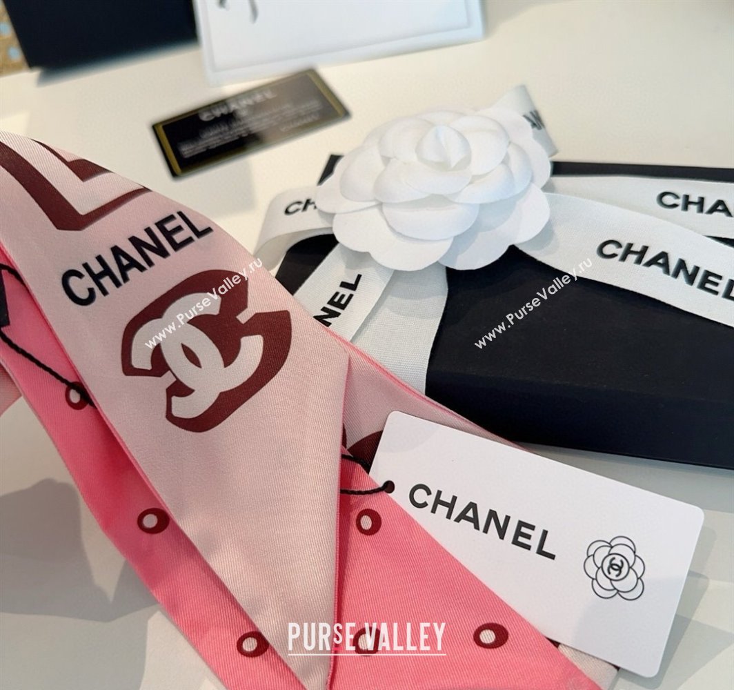 Chanel Silk Bandeau Scarf 6x120cm Pink 2025 CH031903 (SHI-250319045)