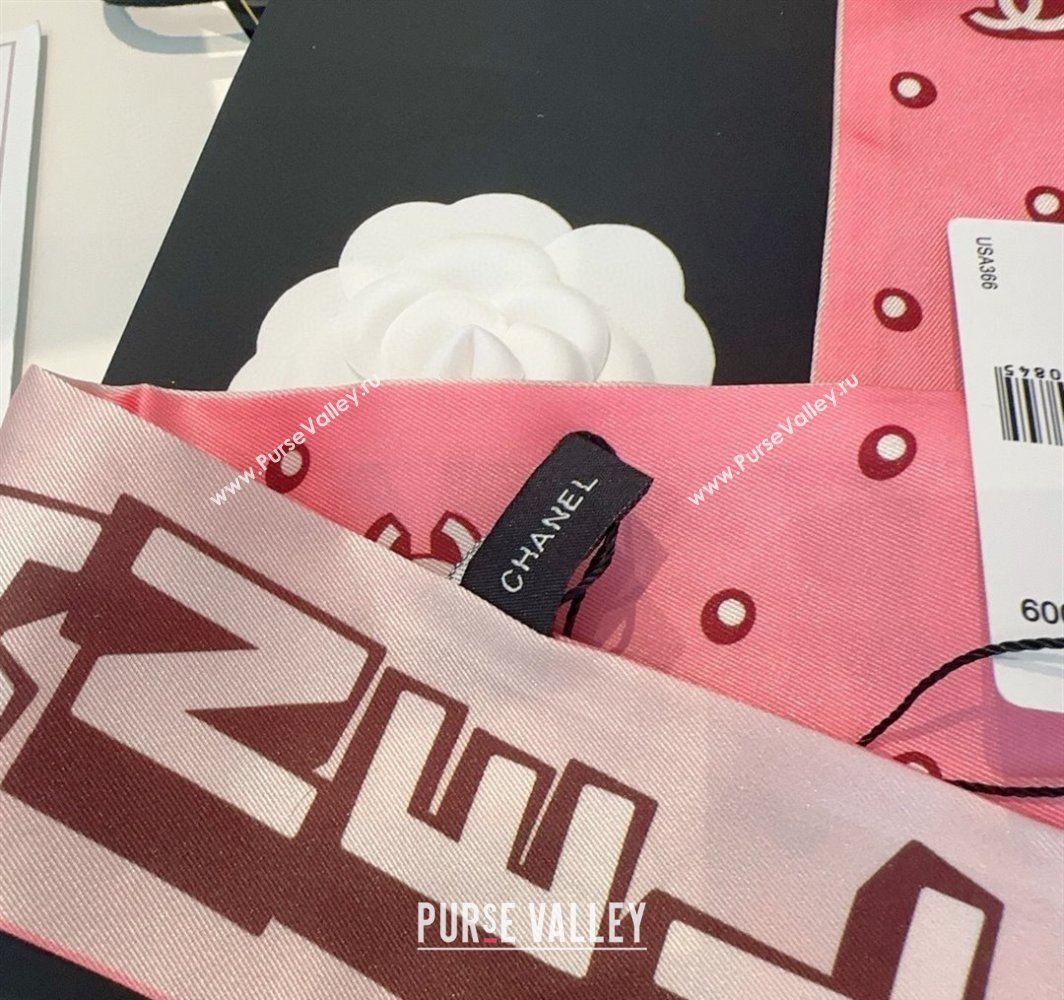 Chanel Silk Bandeau Scarf 6x120cm Pink 2025 CH031903 (SHI-250319045)
