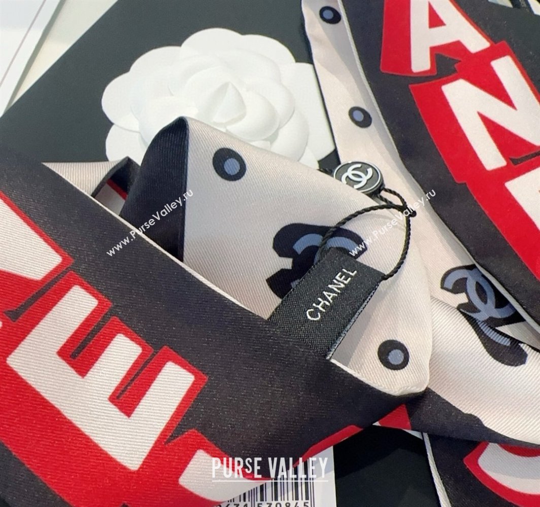 Chanel Silk Bandeau Scarf 6x120cm Black 2025 CH031903 (SHI-250319044)