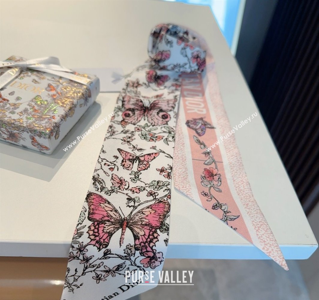 Dior Mitzah Butterfly Silk Bandeau Scarf Light Pink 2025 DR03191 (XMN-250319002)
