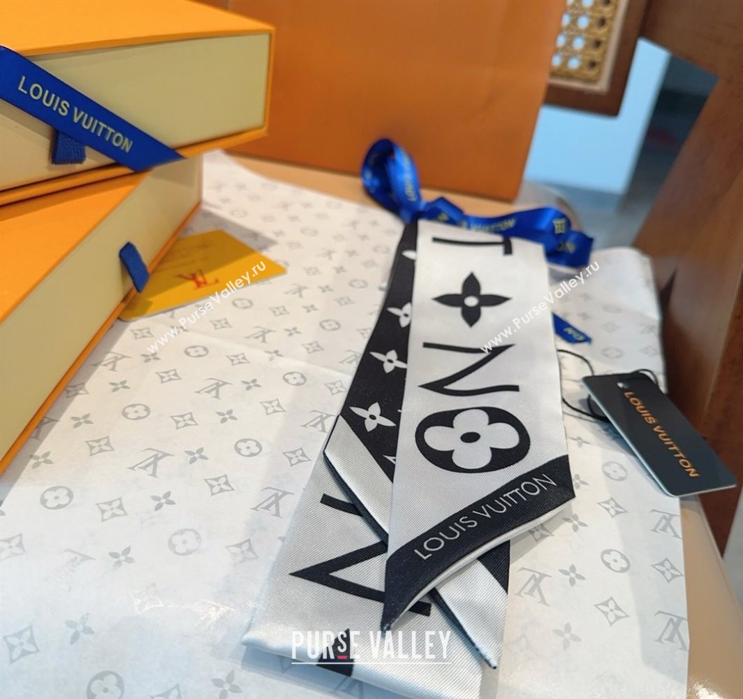 Louis Vuitton Monogram Infinity BB Silk Bandeau Scarf 8x120cm Black 2025 (SHI-250319055)