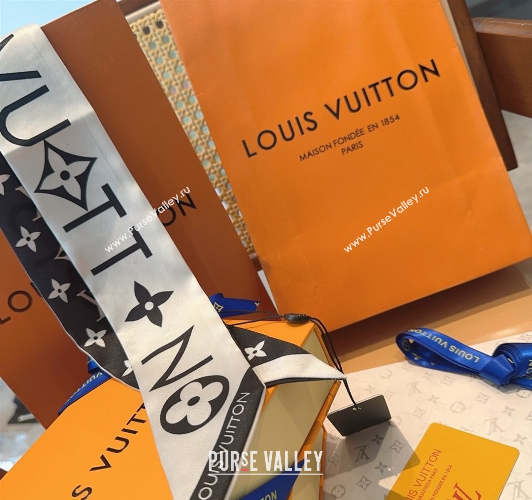 Louis Vuitton Monogram Infinity BB Silk Bandeau Scarf 8x120cm Black 2025 (SHI-250319055)