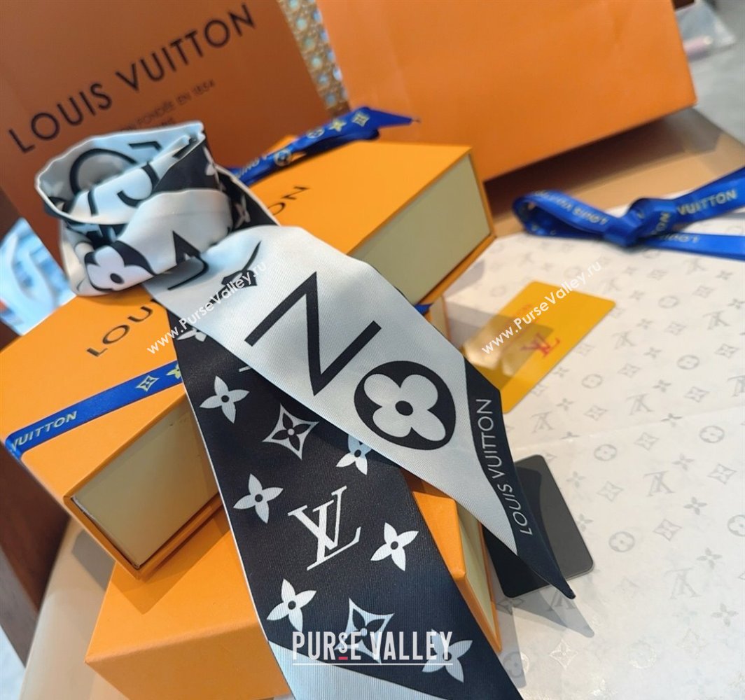 Louis Vuitton Monogram Infinity BB Silk Bandeau Scarf 8x120cm Black 2025 (SHI-250319055)