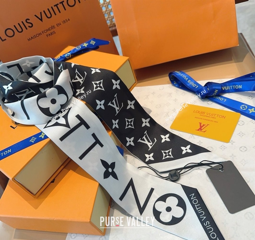 Louis Vuitton Monogram Infinity BB Silk Bandeau Scarf 8x120cm Black 2025 (SHI-250319055)