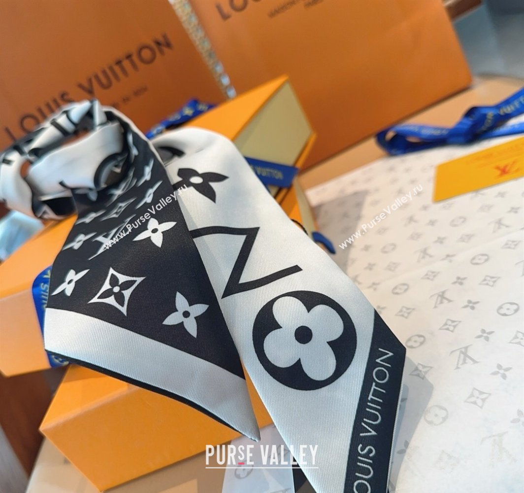 Louis Vuitton Monogram Infinity BB Silk Bandeau Scarf 8x120cm Black 2025 (SHI-250319055)