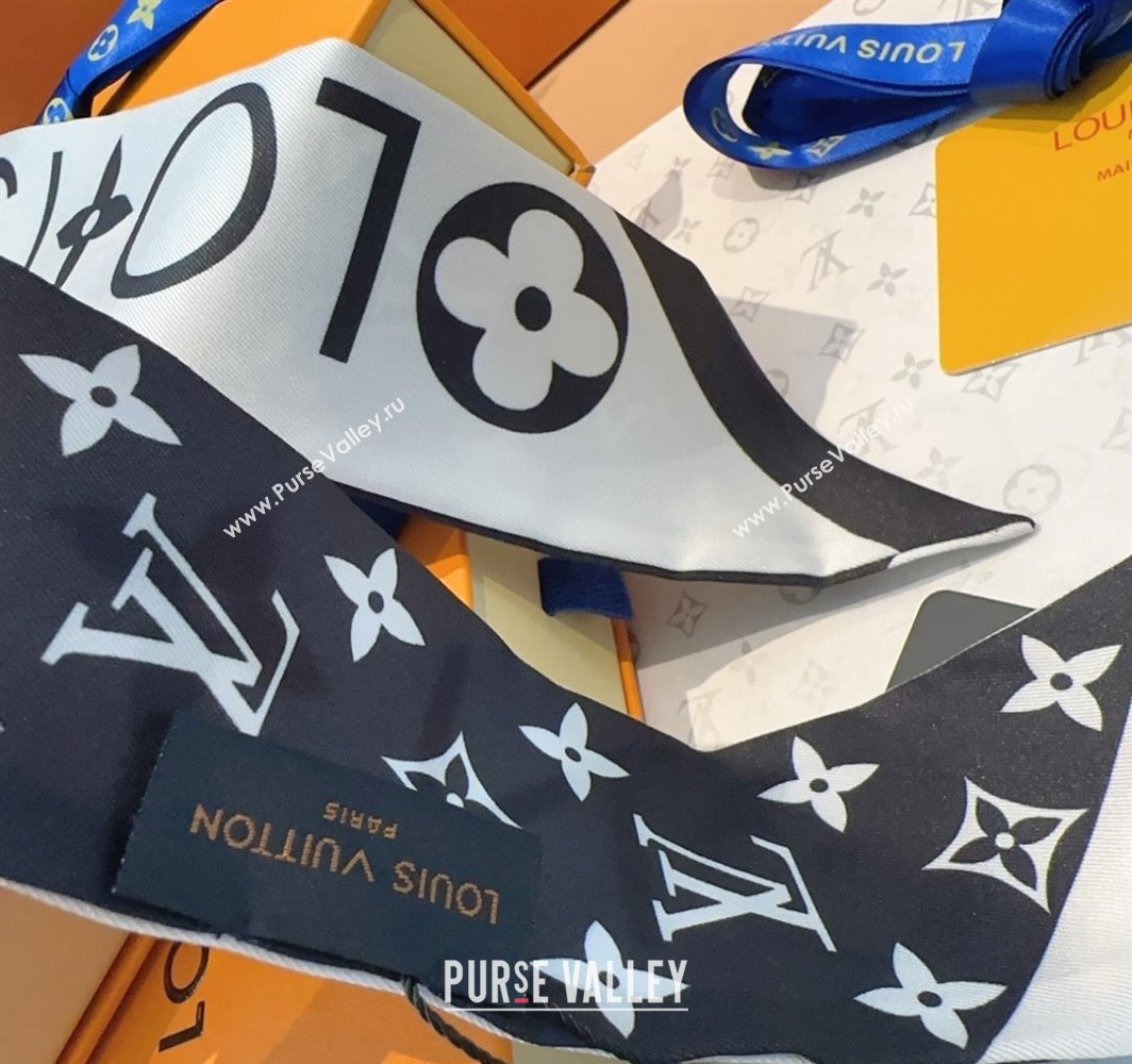 Louis Vuitton Monogram Infinity BB Silk Bandeau Scarf 8x120cm Black 2025 (SHI-250319055)