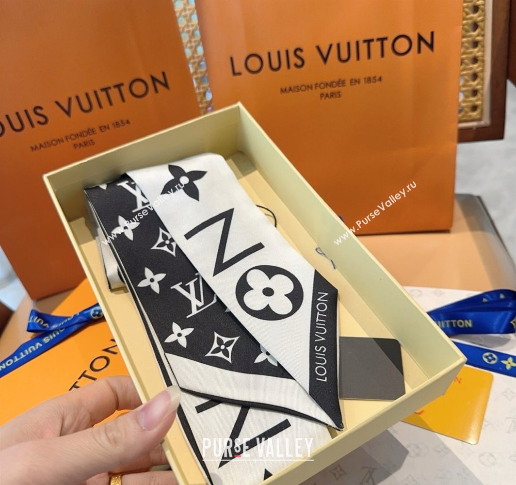 Louis Vuitton Monogram Infinity BB Silk Bandeau Scarf 8x120cm Black 2025 (SHI-250319055)