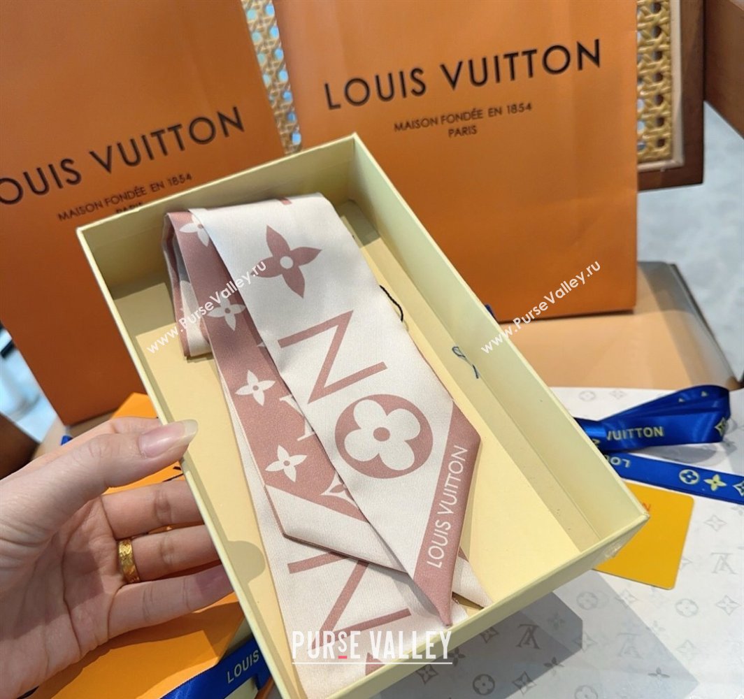 Louis Vuitton Monogram Infinity BB Silk Bandeau Scarf 8x120cm Light Pink 2025 (SHI-250319058)