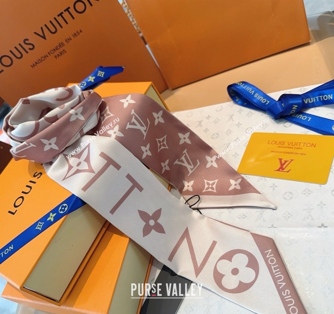 Louis Vuitton Monogram Infinity BB Silk Bandeau Scarf 8x120cm Light Pink 2025 (SHI-250319058)
