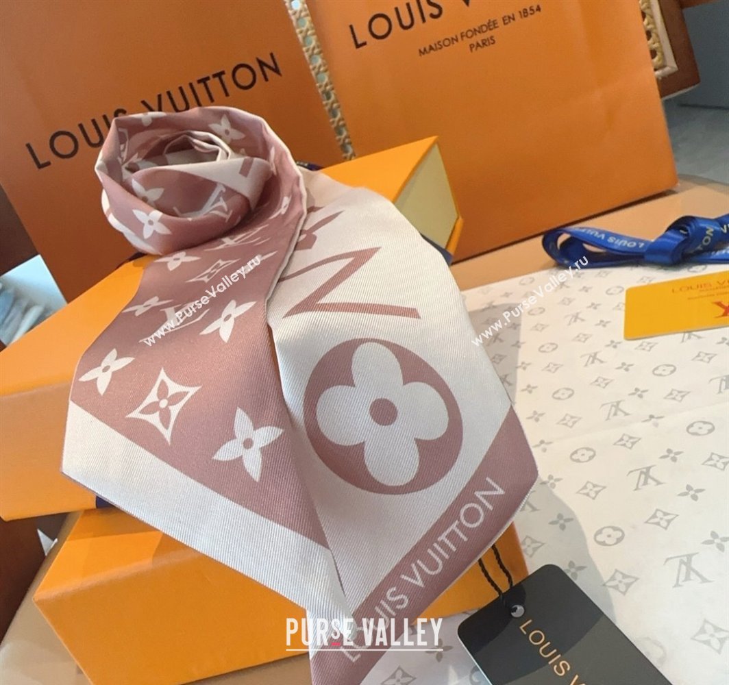 Louis Vuitton Monogram Infinity BB Silk Bandeau Scarf 8x120cm Light Pink 2025 (SHI-250319058)
