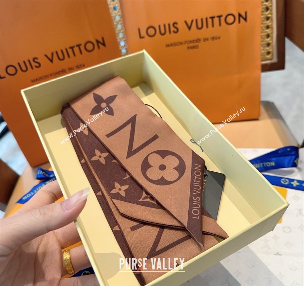 Louis Vuitton Monogram Infinity BB ilk Bandeau Scarf 8x120cm Brown 2025 (SHI-250319059)