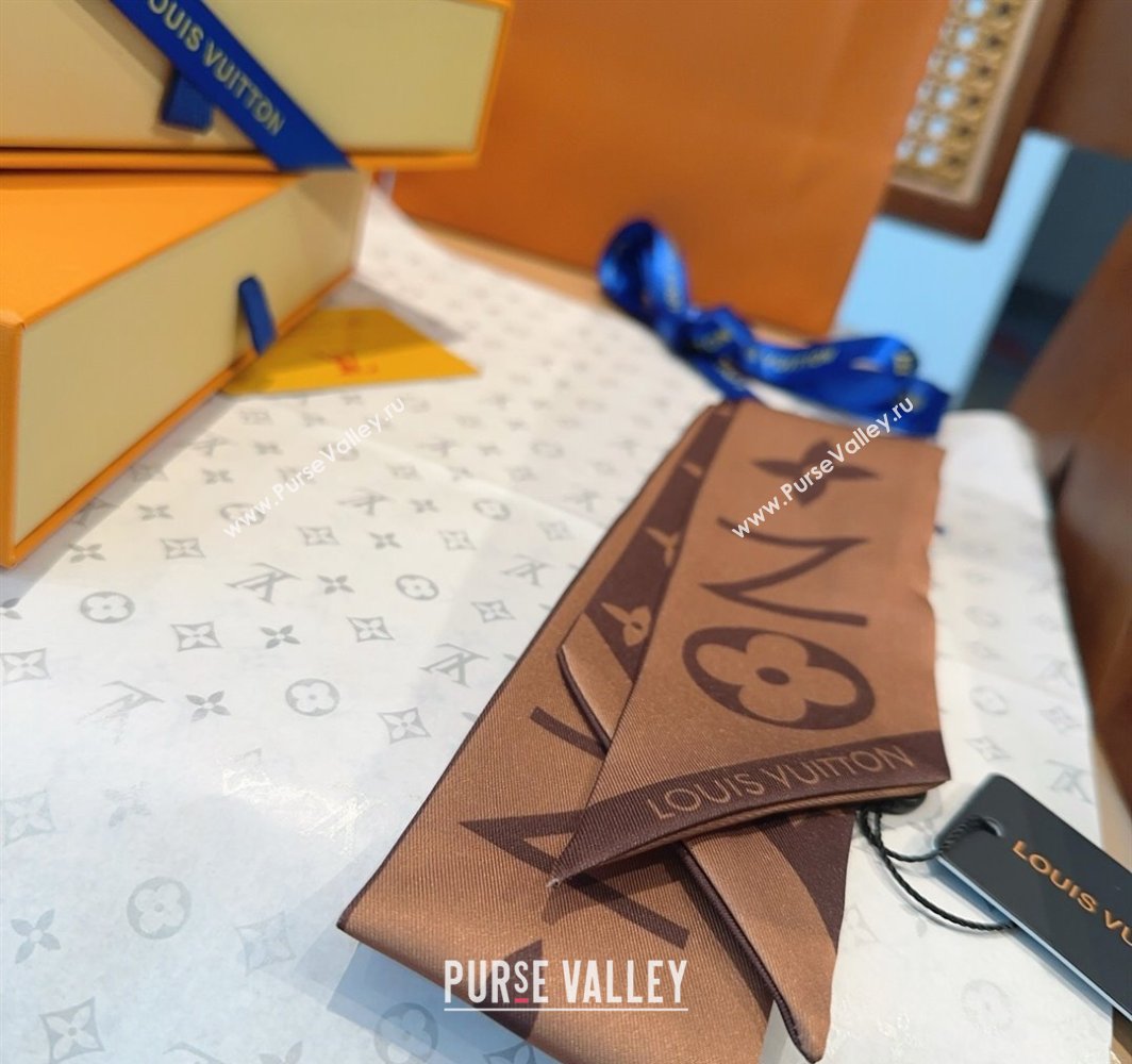 Louis Vuitton Monogram Infinity BB ilk Bandeau Scarf 8x120cm Brown 2025 (SHI-250319059)