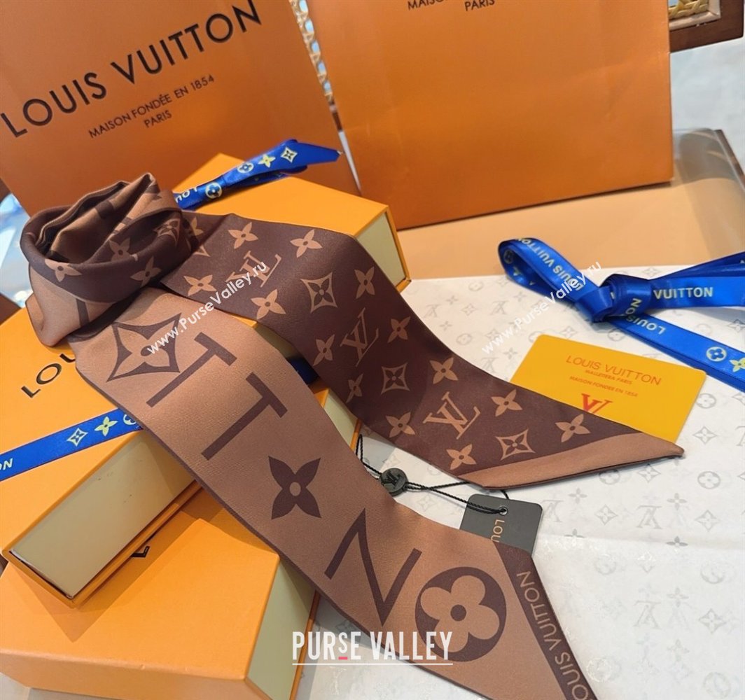 Louis Vuitton Monogram Infinity BB ilk Bandeau Scarf 8x120cm Brown 2025 (SHI-250319059)