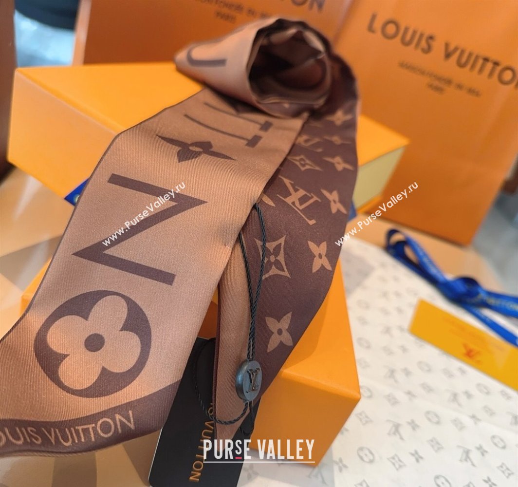 Louis Vuitton Monogram Infinity BB ilk Bandeau Scarf 8x120cm Brown 2025 (SHI-250319059)