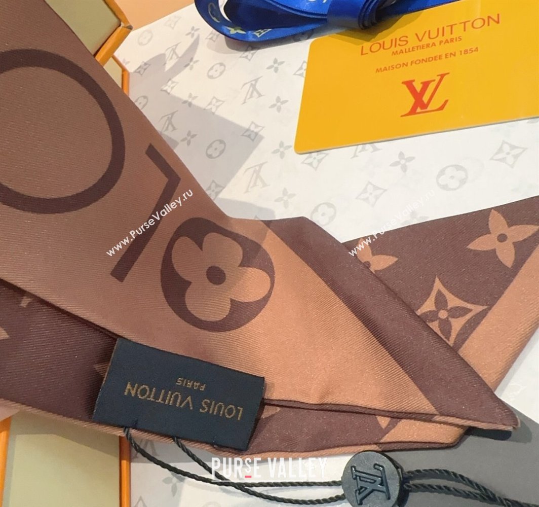 Louis Vuitton Monogram Infinity BB ilk Bandeau Scarf 8x120cm Brown 2025 (SHI-250319059)