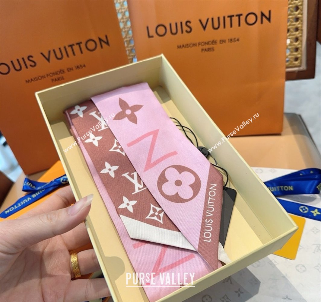 Louis Vuitton Monogram Infinity BB Silk Bandeau Scarf 8x120cm Chocolate 2025 (SHI-250319060)