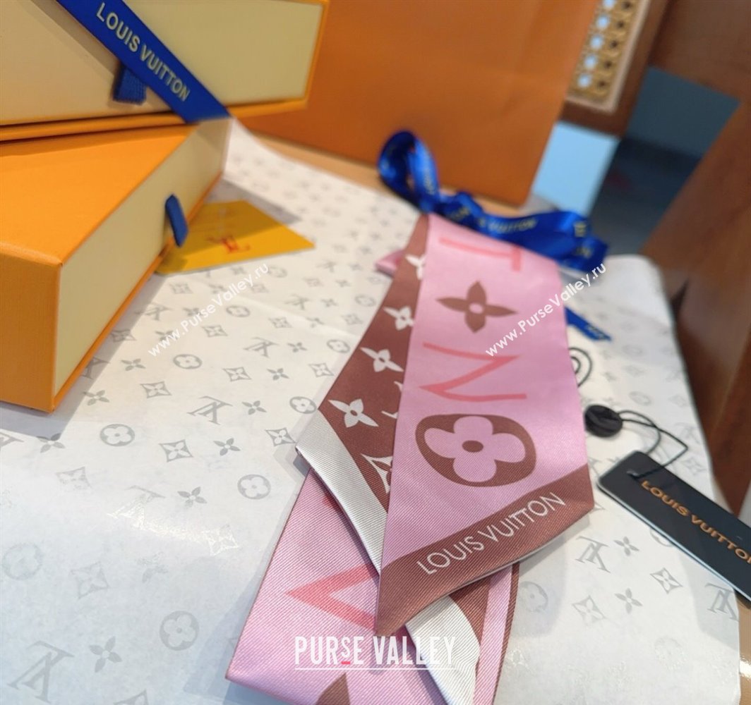 Louis Vuitton Monogram Infinity BB Silk Bandeau Scarf 8x120cm Chocolate 2025 (SHI-250319060)