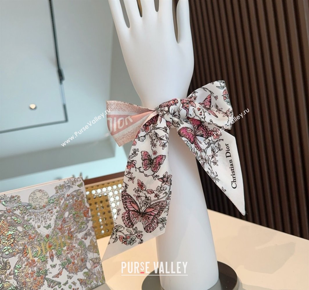 Dior Mitzah Butterfly Silk Bandeau Scarf Light Pink 2025 DR03191 (XMN-250319002)