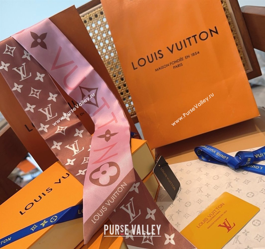 Louis Vuitton Monogram Infinity BB Silk Bandeau Scarf 8x120cm Chocolate 2025 (SHI-250319060)