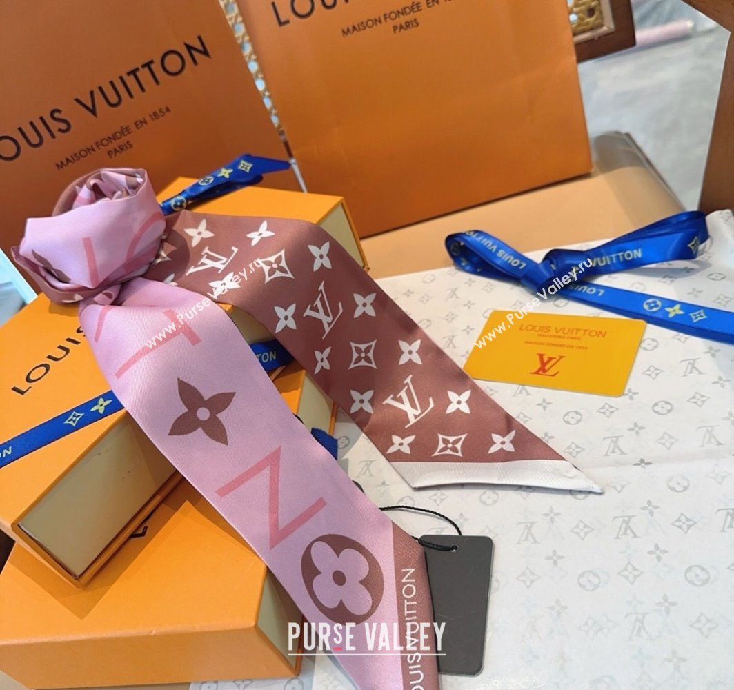 Louis Vuitton Monogram Infinity BB Silk Bandeau Scarf 8x120cm Chocolate 2025 (SHI-250319060)