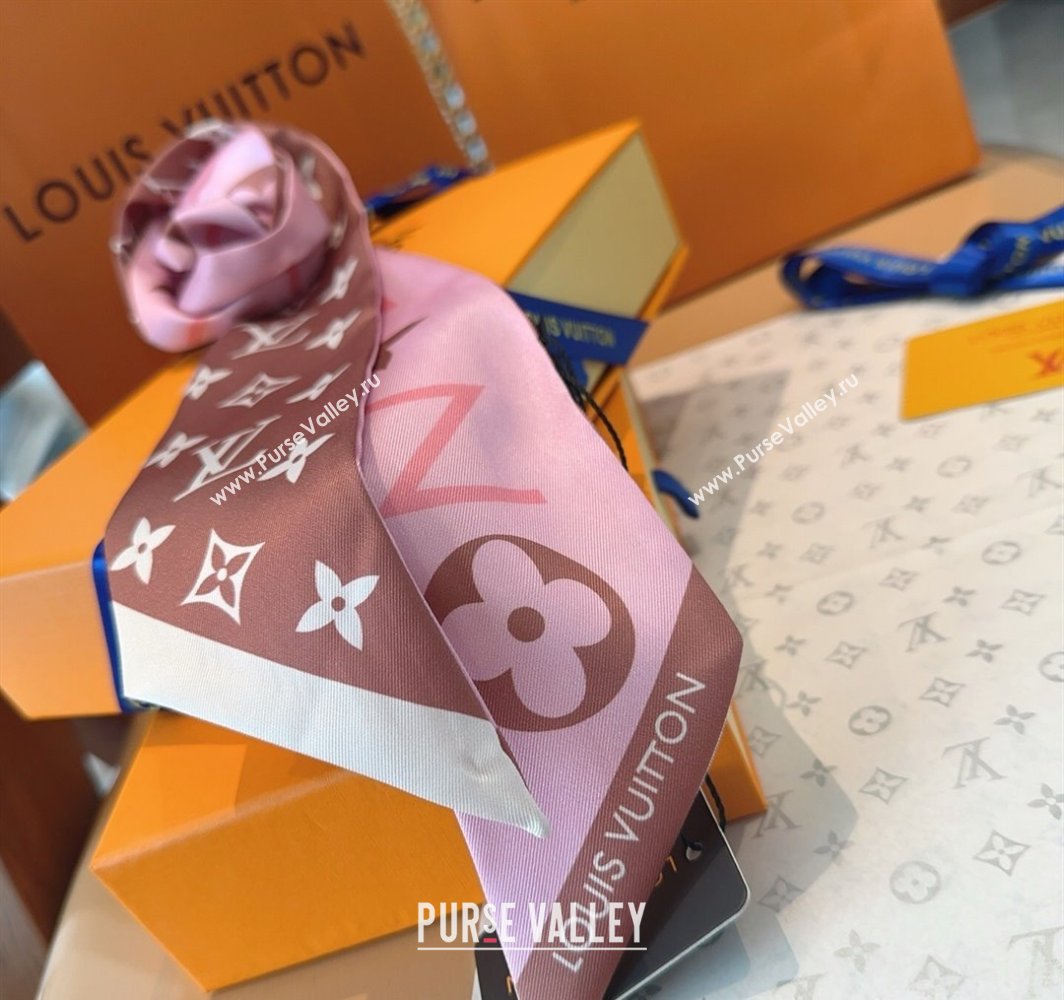 Louis Vuitton Monogram Infinity BB Silk Bandeau Scarf 8x120cm Chocolate 2025 (SHI-250319060)