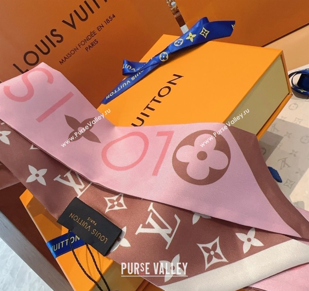 Louis Vuitton Monogram Infinity BB Silk Bandeau Scarf 8x120cm Chocolate 2025 (SHI-250319060)