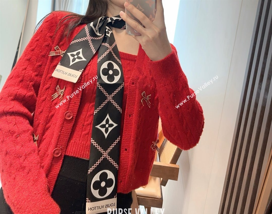 Louis Vuitton Quilted Monogram Silk Bandeau Scarf 6x120cm Black 2025 (SHI-250319061)