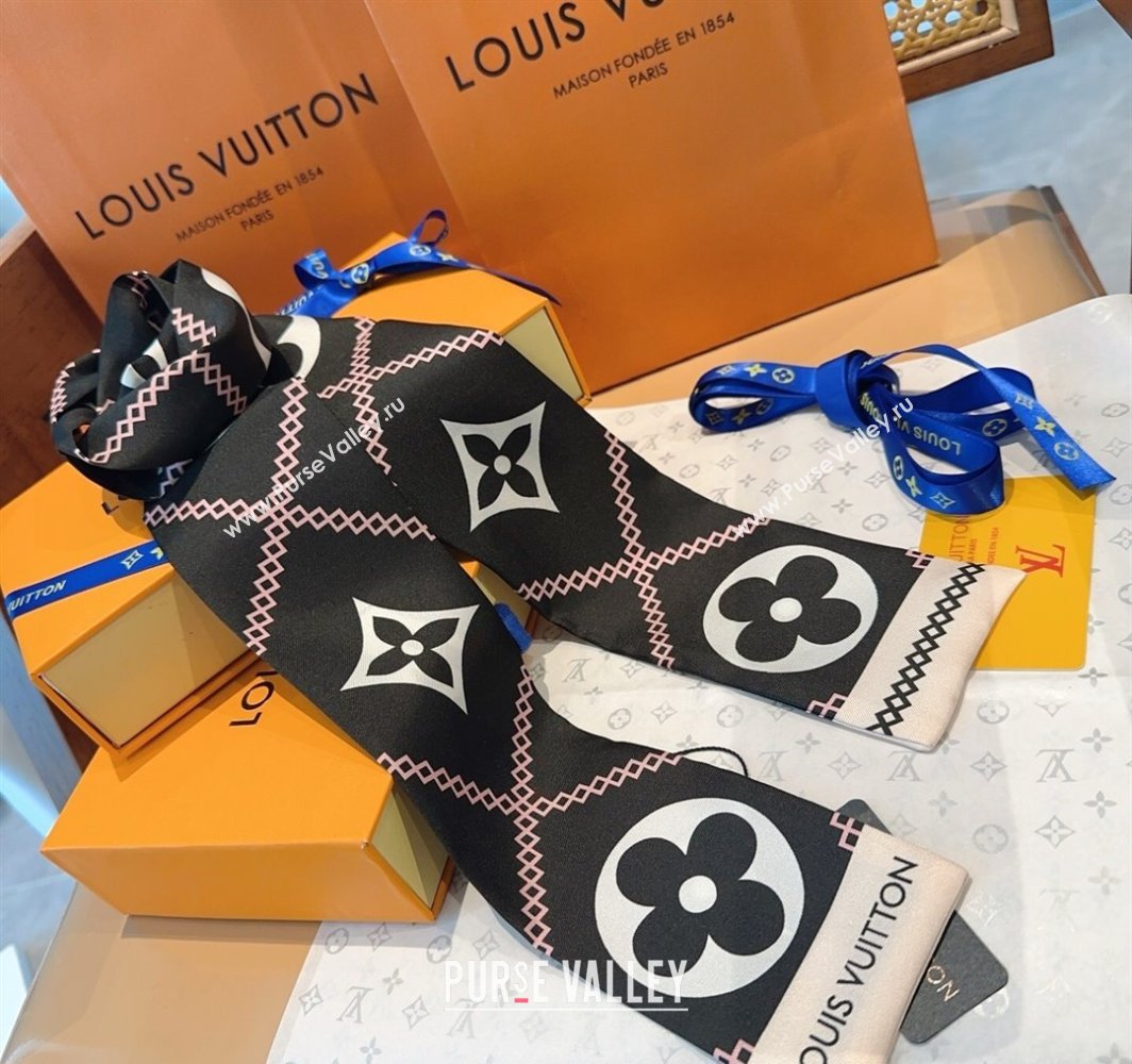 Louis Vuitton Quilted Monogram Silk Bandeau Scarf 6x120cm Black 2025 (SHI-250319061)