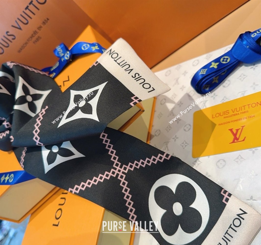 Louis Vuitton Quilted Monogram Silk Bandeau Scarf 6x120cm Black 2025 (SHI-250319061)