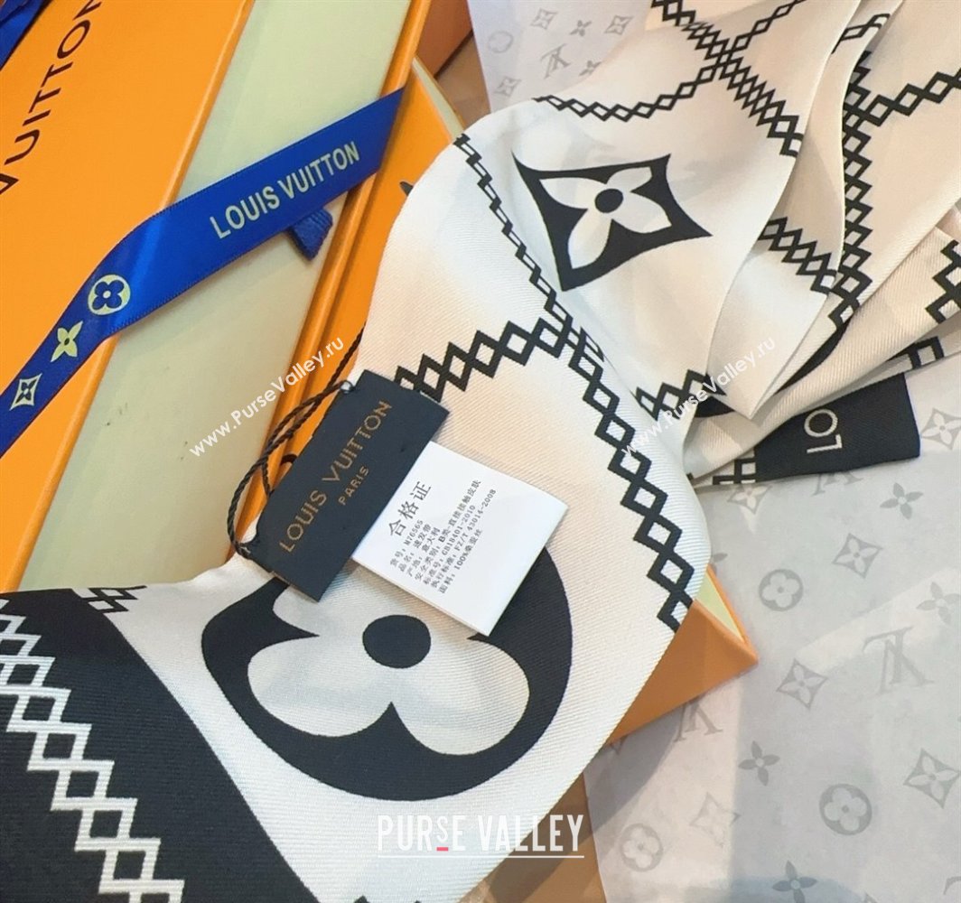Louis Vuitton Quilted Monogram Silk Bandeau Scarf 6x120cm White 2025 (SHI-250319062)