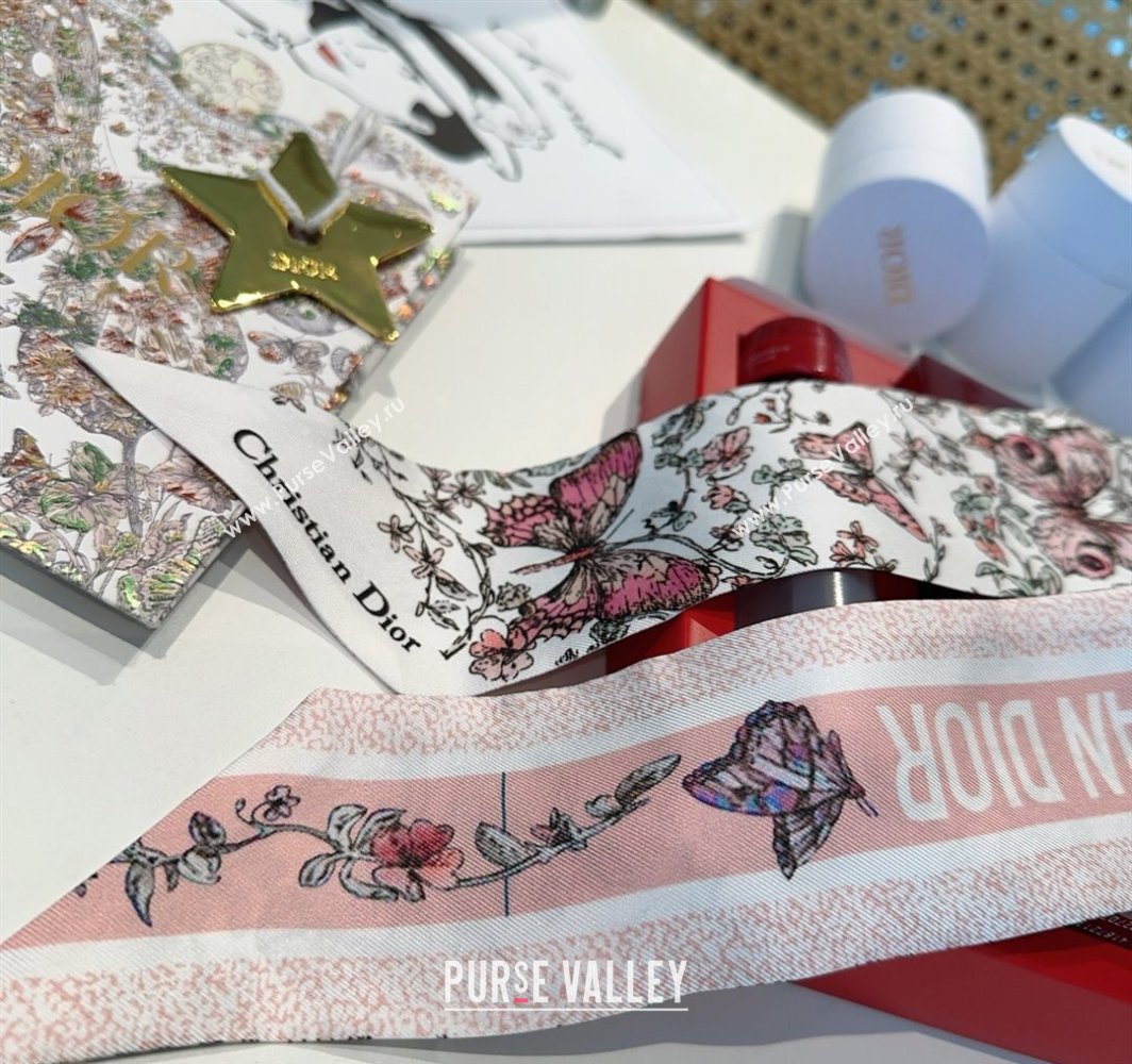 Dior Mitzah Butterfly Silk Bandeau Scarf Light Pink 2025 DR03191 (XMN-250319002)
