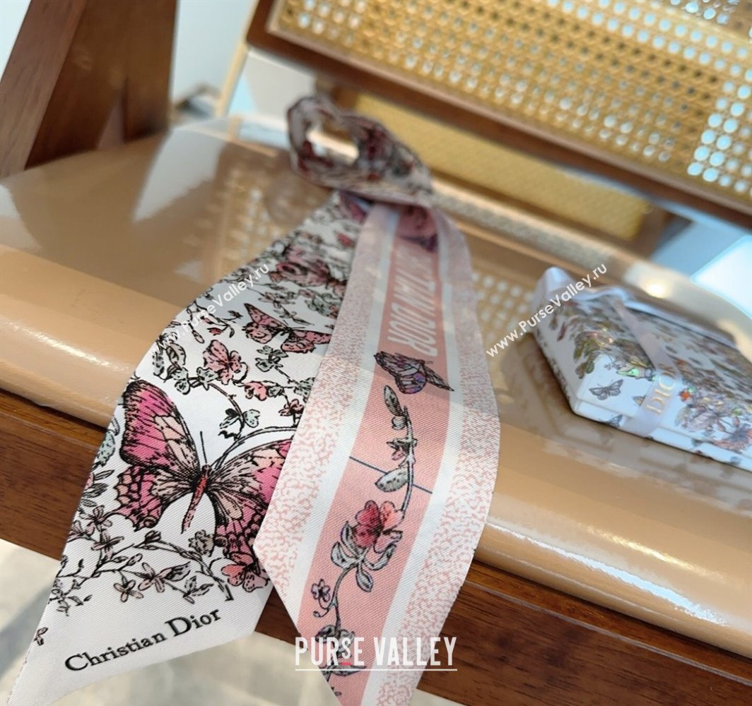 Dior Mitzah Butterfly Silk Bandeau Scarf Light Pink 2025 DR03191 (XMN-250319002)