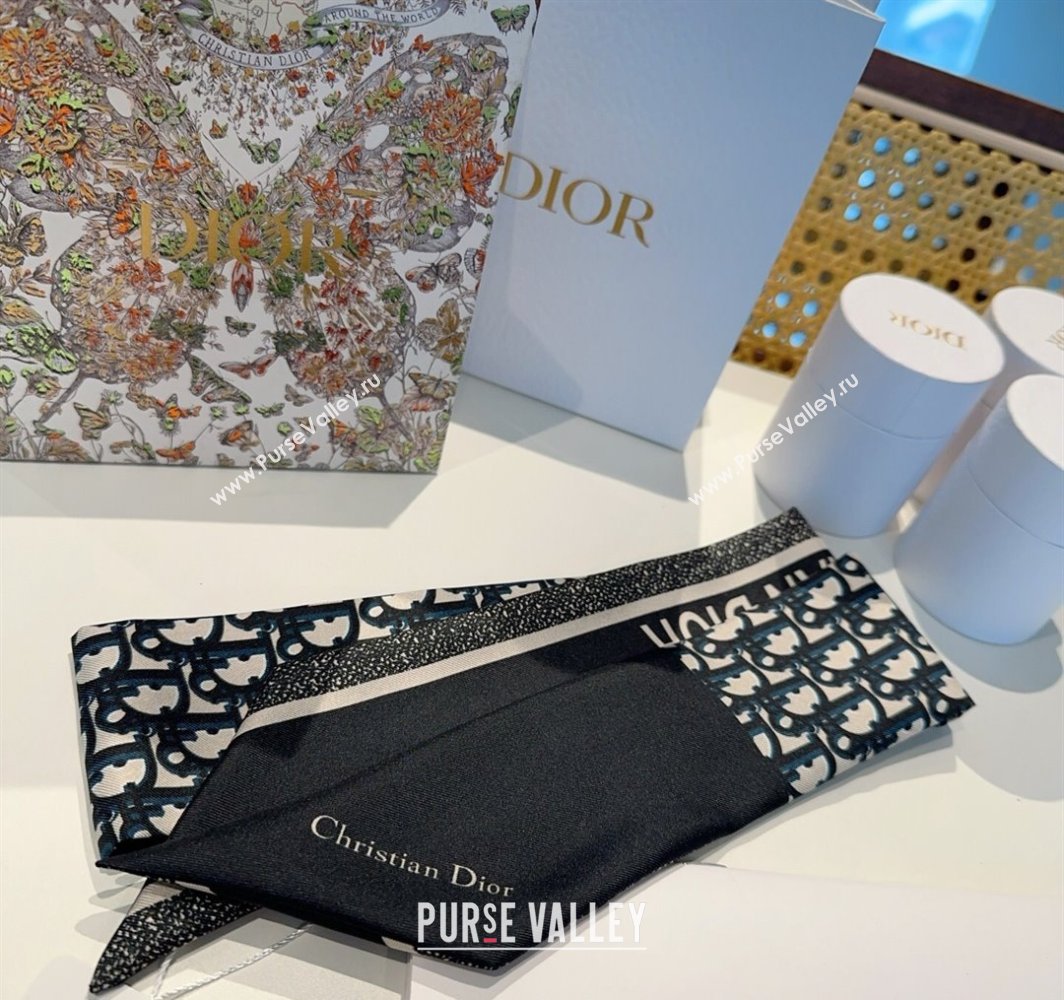 Dior Montaigne Mitzah Silk Bandeau Scarf 6x105cm Black 2025 DR03196 (XMN-250319015)