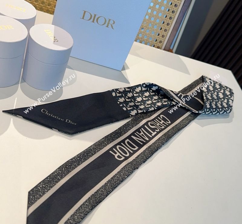 Dior Montaigne Mitzah Silk Bandeau Scarf 6x105cm Black 2025 DR03196 (XMN-250319015)