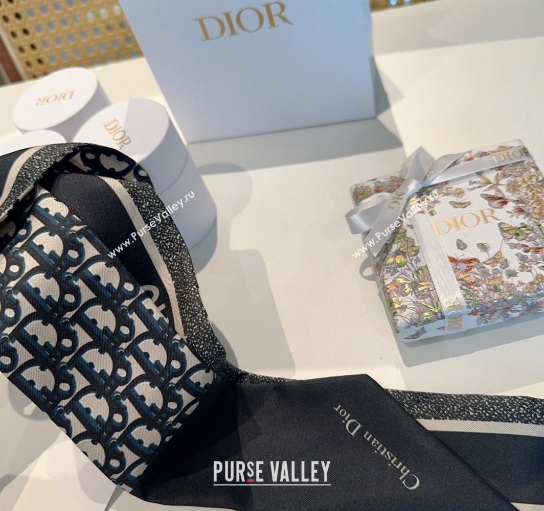 Dior Montaigne Mitzah Silk Bandeau Scarf 6x105cm Black 2025 DR03196 (XMN-250319015)