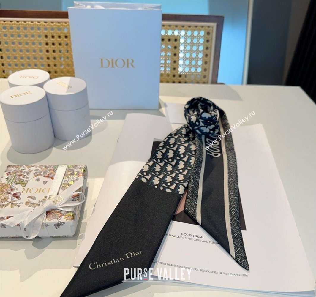 Dior Montaigne Mitzah Silk Bandeau Scarf 6x105cm Black 2025 DR03196 (XMN-250319015)