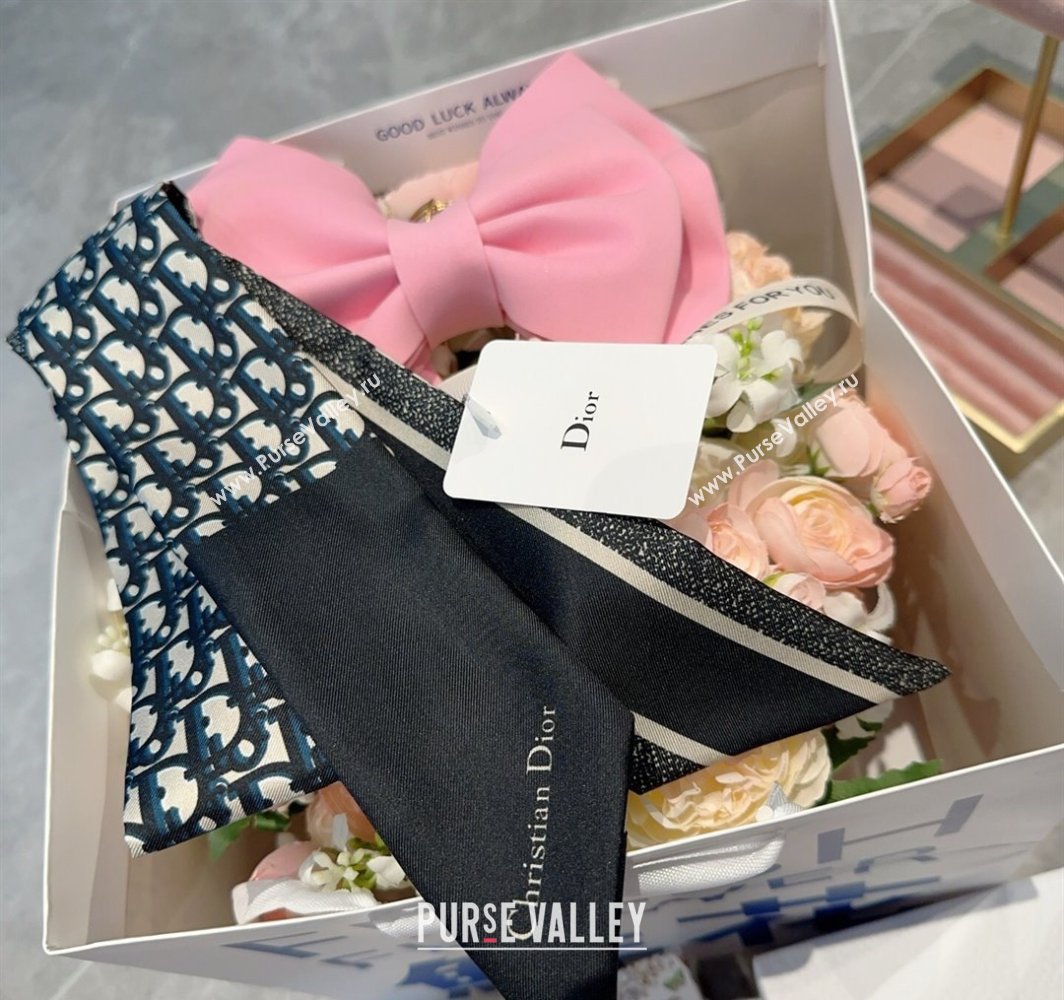 Dior Montaigne Mitzah Silk Bandeau Scarf 6x105cm Black 2025 DR03196 (XMN-250319015)