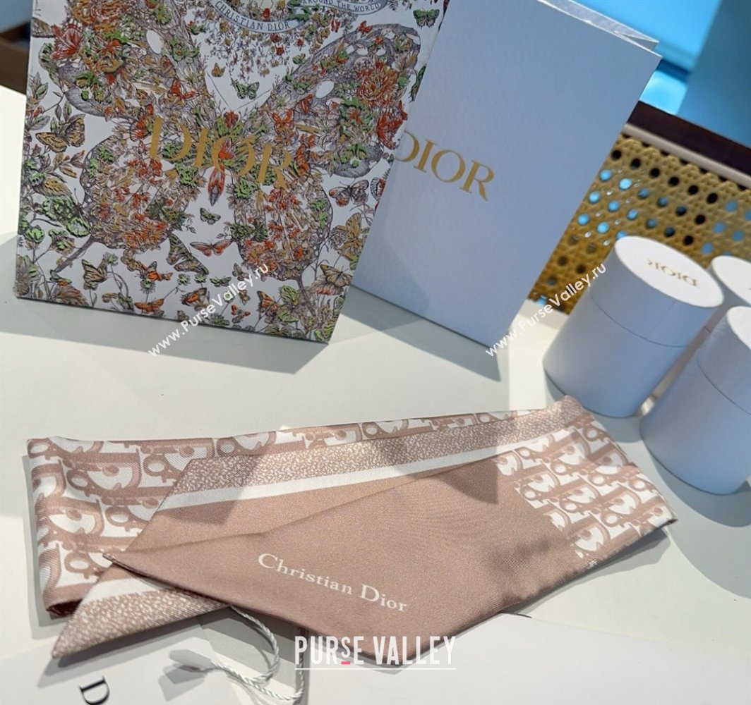 Dior Montaigne Mitzah Silk Bandeau Scarf 6x105cm Pink 2025 DR03196 (XMN-250319016)