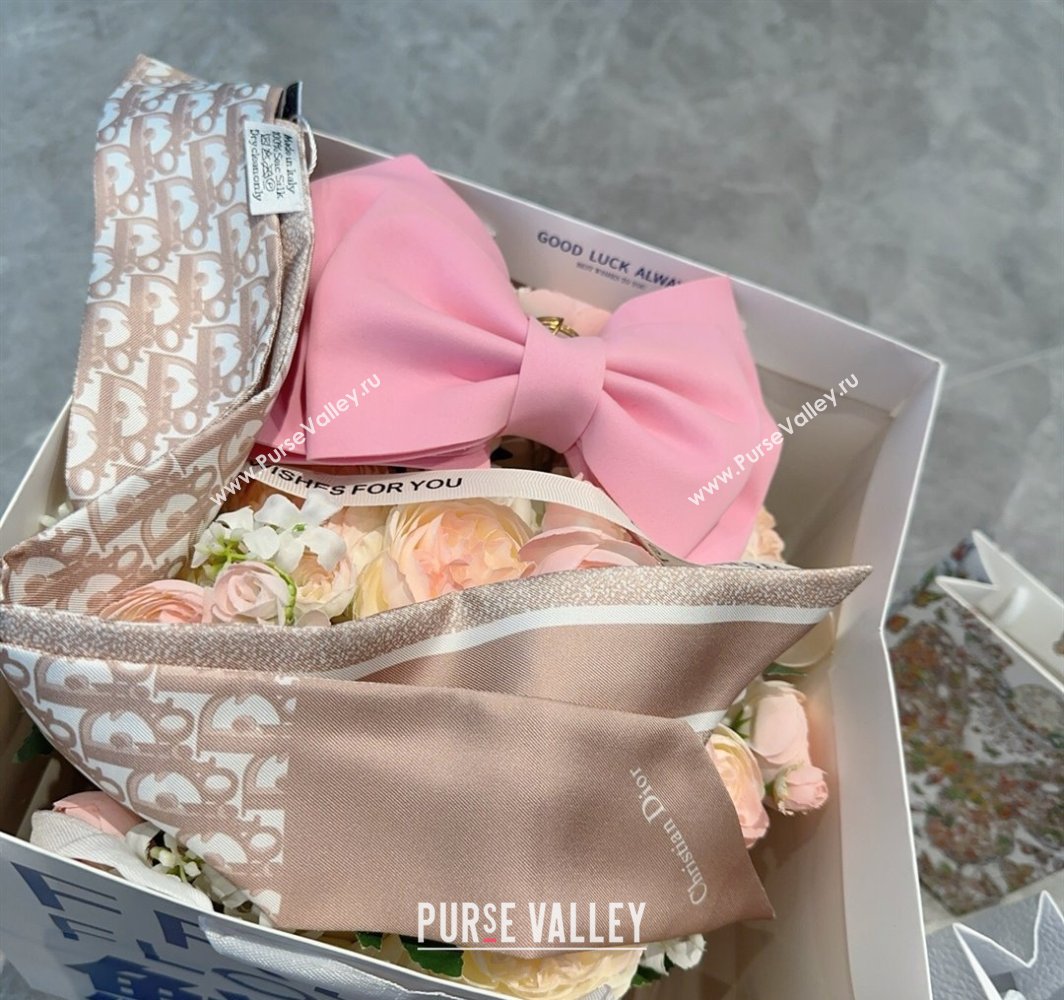 Dior Montaigne Mitzah Silk Bandeau Scarf 6x105cm Pink 2025 DR03196 (XMN-250319016)