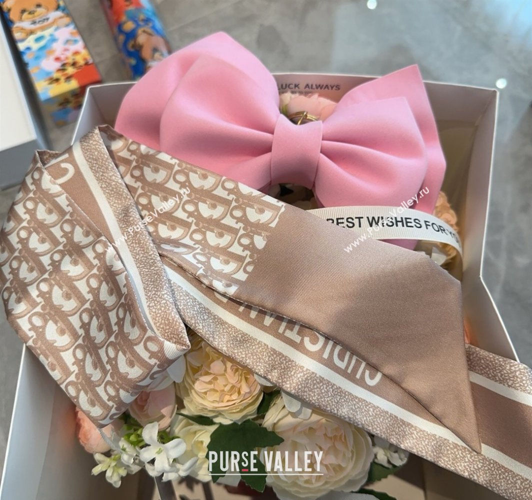 Dior Montaigne Mitzah Silk Bandeau Scarf 6x105cm Pink 2025 DR03196 (XMN-250319016)