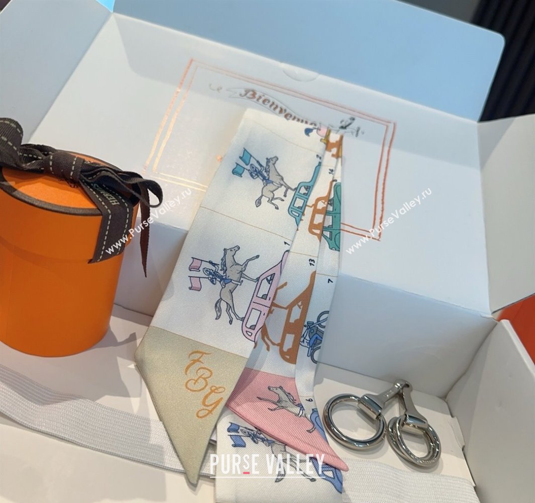 Hermes Hermes Parade Silk Twilly Bandeau Scarf 5x86cm White 2025 (XMN-250318145)