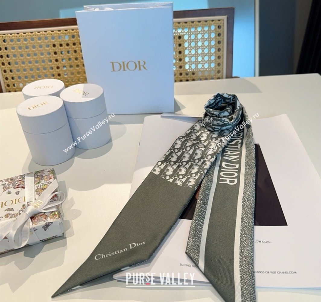 Dior Montaigne Mitzah Silk Bandeau Scarf 6x105cm Green 2025 DR03196 (XMN-250319017)