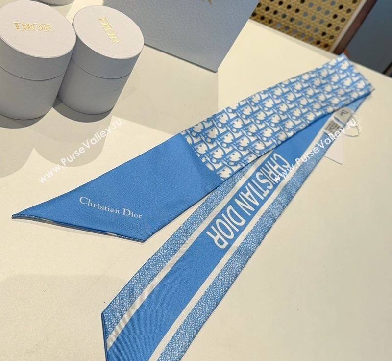 Dior Montaigne Mitzah Silk Bandeau Scarf 6x105cm Blue 2025 DR03196 (XMN-250319018)