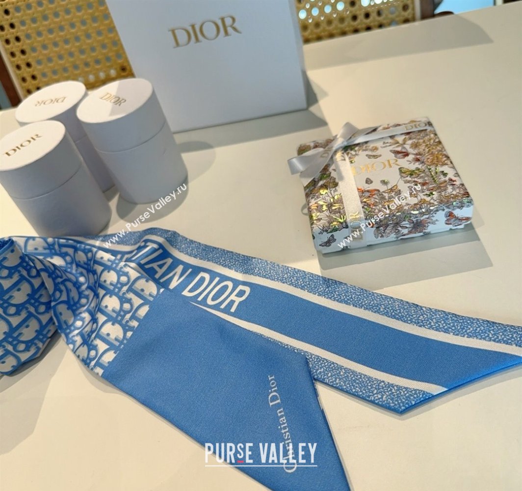 Dior Montaigne Mitzah Silk Bandeau Scarf 6x105cm Blue 2025 DR03196 (XMN-250319018)