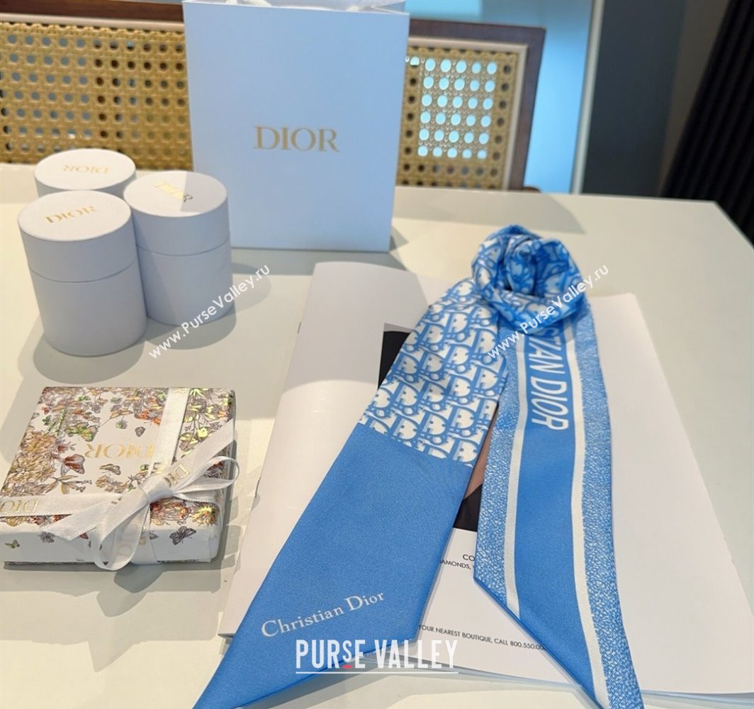 Dior Montaigne Mitzah Silk Bandeau Scarf 6x105cm Blue 2025 DR03196 (XMN-250319018)