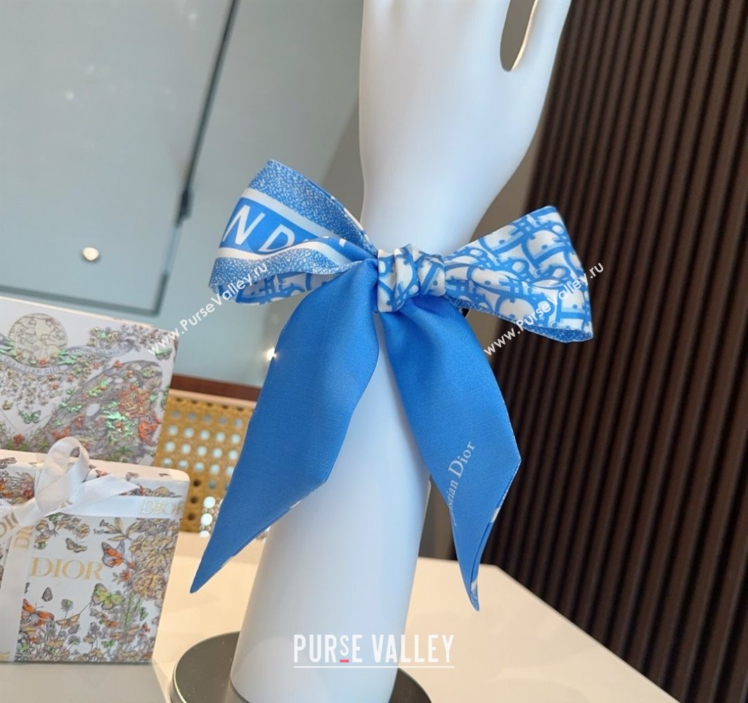 Dior Montaigne Mitzah Silk Bandeau Scarf 6x105cm Blue 2025 DR03196 (XMN-250319018)