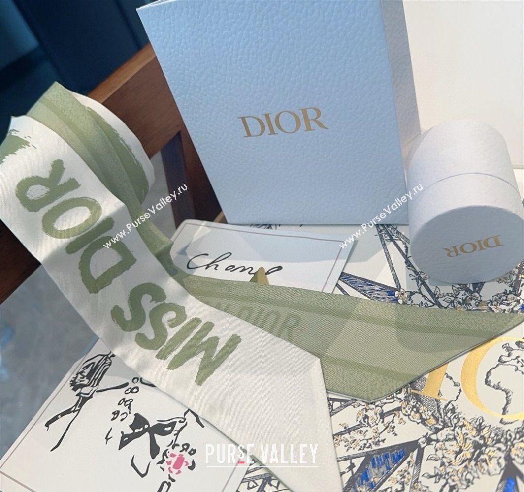 Dior Miss Dior Mitzah Silk Bandeau Scarf 6x105cm Green 2025 DR03197 (XMN-250319019)