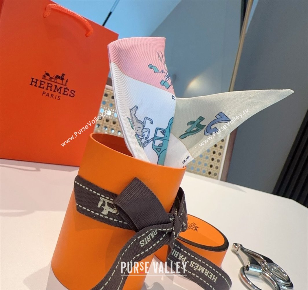 Hermes Hermes Parade Silk Twilly Bandeau Scarf 5x86cm White 2025 (XMN-250318145)