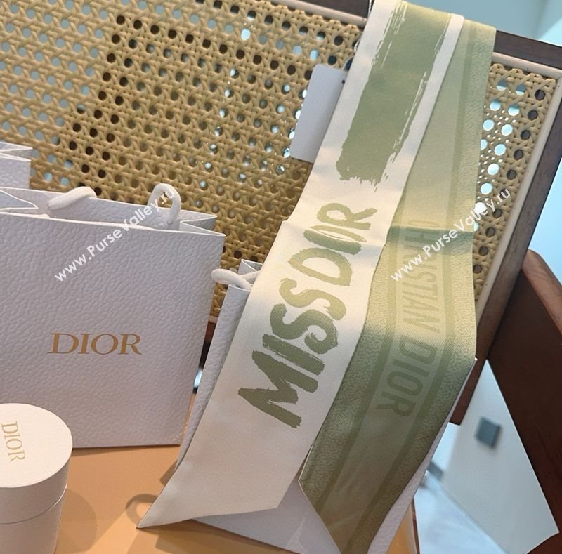 Dior Miss Dior Mitzah Silk Bandeau Scarf 6x105cm Green 2025 DR03197 (XMN-250319019)