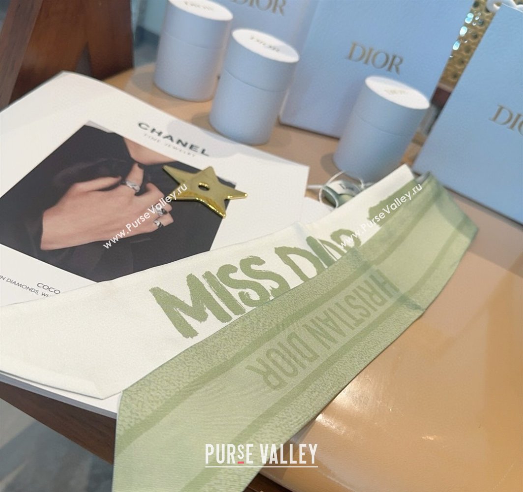 Dior Miss Dior Mitzah Silk Bandeau Scarf 6x105cm Green 2025 DR03197 (XMN-250319019)